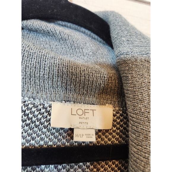 Loft‎ Womens Black Gray Plaid 3/4 Sleeve Cowl Neck Sweaters Size Medium Petite - Picture 3 of 6